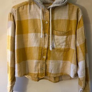 AE Cozy Cabin Cropped Hoodie Flannel S GUC